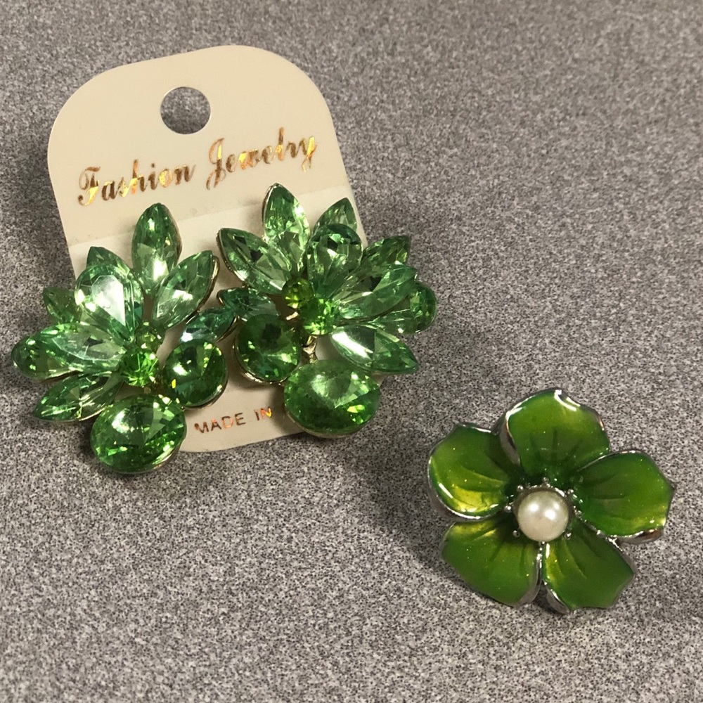 Lime Green Earring and Ring Bundle!